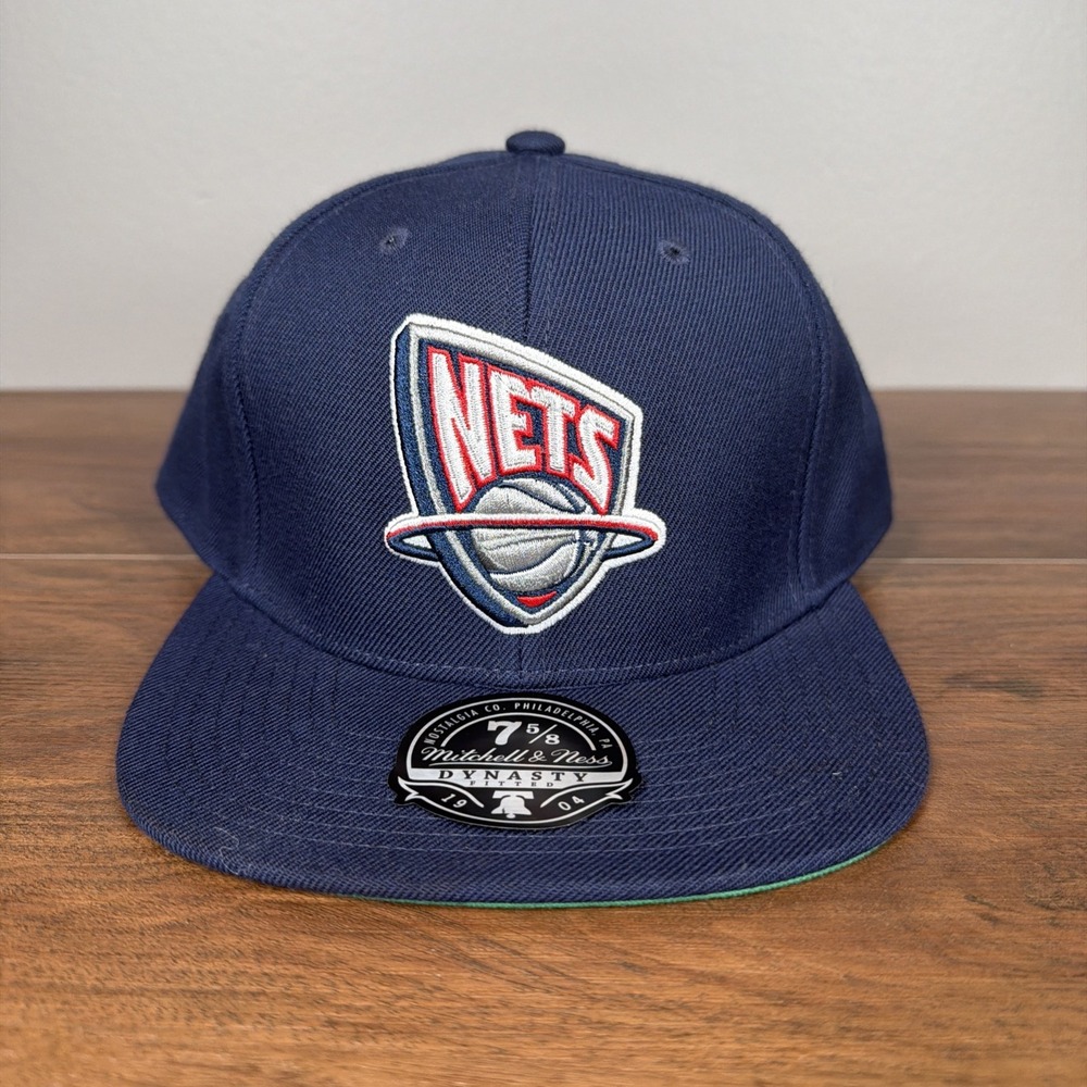 Mitchell & Ness New Jersey Nets Team Ground Hardwood Classic Fitted Hat Sz 7 5/8
